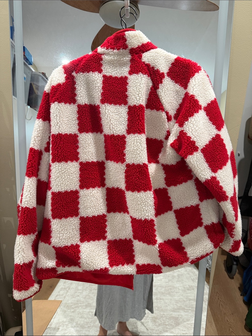 Amazon Red and White Checkered Teddy Jacket - Picture 2 of 3